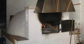 stand-alone oven with stainless steel hood